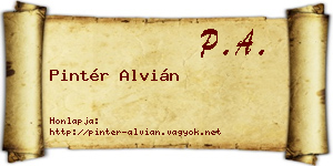 Pintér Alvián névjegykártya